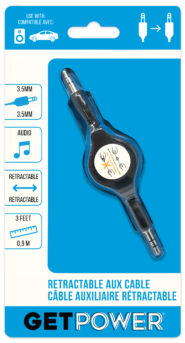 GetPower® Retractable 3.5mm Aux Audio Cable
